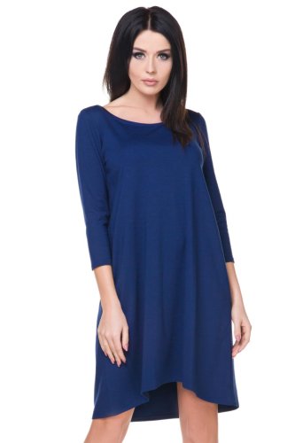 Asymetryczna Sukienka Granatowa TE162  