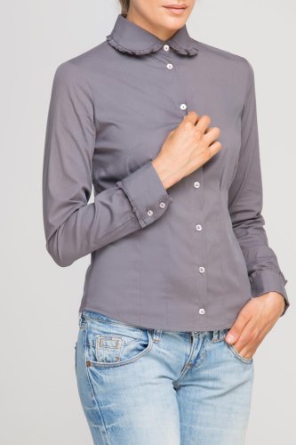 Koszula z Okrągłym Kołnierzykiem Szara LK105