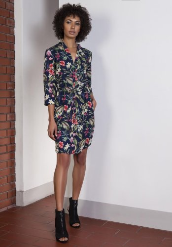 Sukienka Wiązana w Pasie w Kwiaty LSUK149