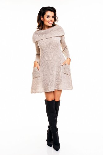 Sukienka Sweterkowa Beżowa A134