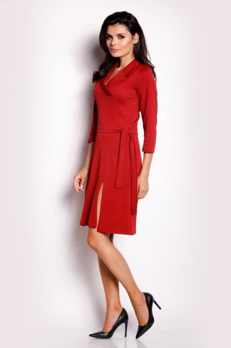 Sukienka z Kołnierzykiem Czerwona AW151