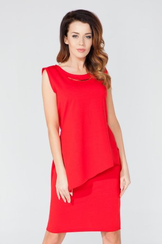 Spódnica Ołówkowa Czerwona T117