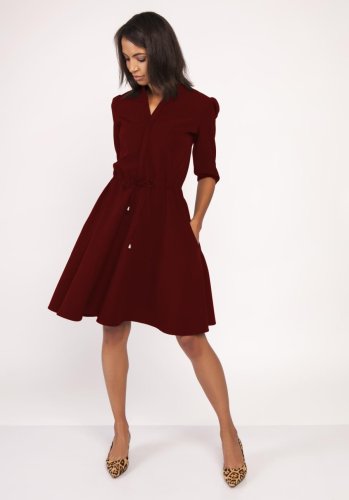 Rozkloszowana Sukienka Bordowa LSUK156