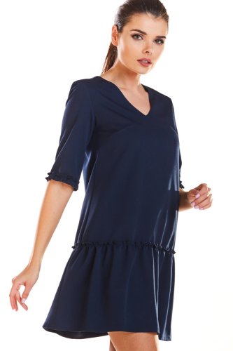 Sukienka z Falbaną Granatowa IN199 