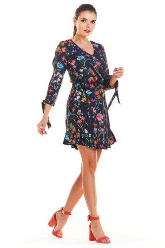 Sukienka w Kwiaty Granatowa IN195