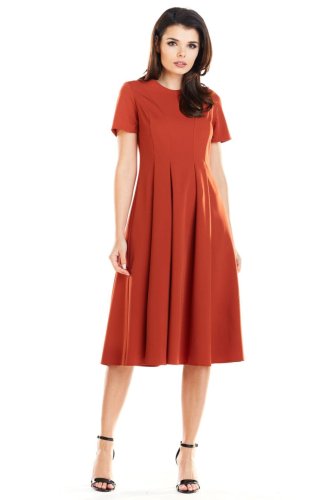 Elegancka Sukienka Midi Rdza AW253