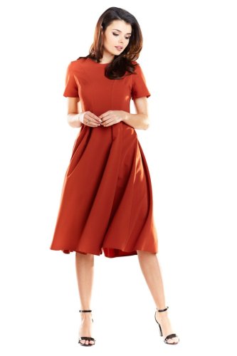 Elegancka Sukienka Midi Rdza AW253