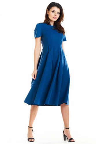 Elegancka Sukienka Midi Niebieska AW253  
