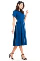 sukienki, rozkloszowana, biura, pracy, niebieskie, aw252, sklep, besima, online