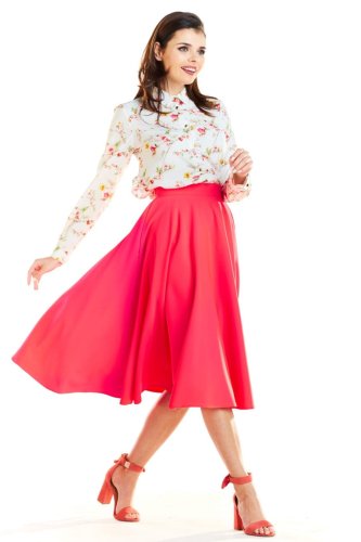 Rozkloszowana Spódnica Midi Fuksja  AW256  