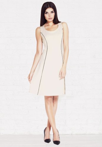 Sukienka Rozkloszowana Beżowa M007