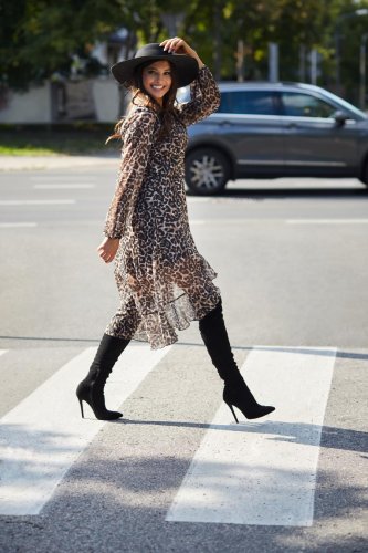 Asymetryczna Sukienka w Panterkę 271