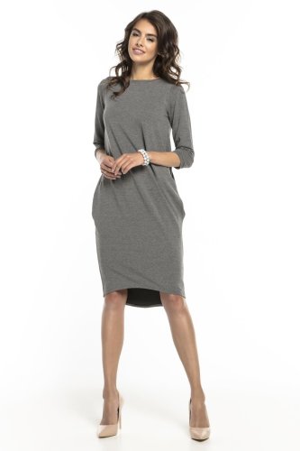 Sukienka z Dekoltem na Plecach Szara TE298