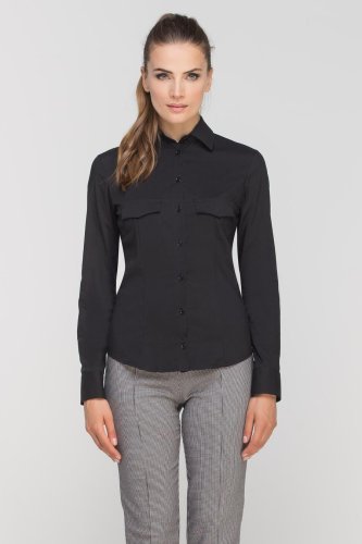 Elegancka Koszula z Patkami Czarna LK106  