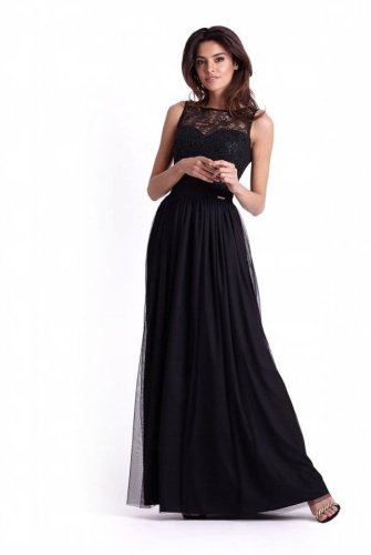 Elegancka Długa Sukienka Czarna 275