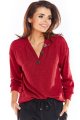 sweter, damski, a323, dekoltem, guziki, bordo, sklep, awama,