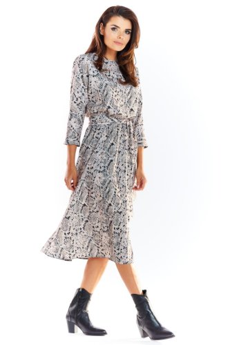 Sukienka Midi w Szary Wzór AW313