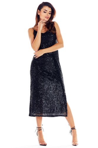 Sukienka midi w Cekiny Czarna AW352