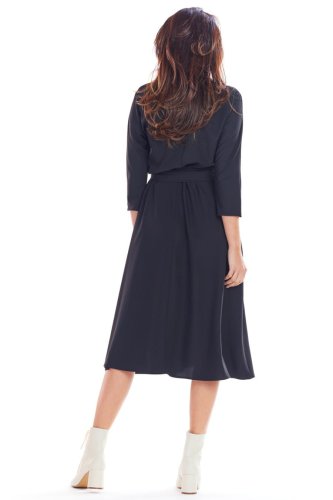 Luźna Sukienka Midi Czarna AW343