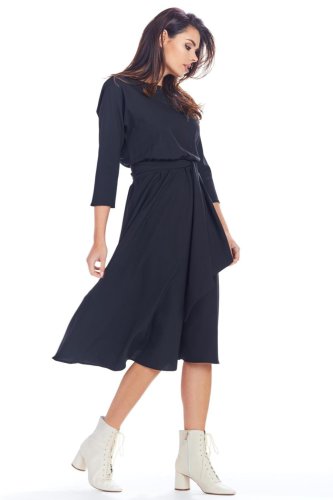 Luźna Sukienka Midi Czarna AW343