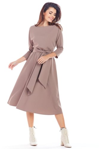 Swobodna Sukienka Midi Cappuccino AW343 