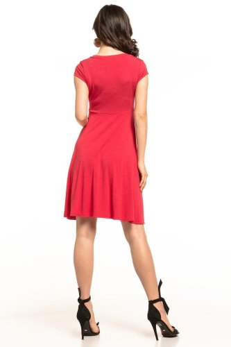 Zwiewna Rozkloszowana Sukienka Czerwona TE312  