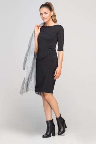 Sukienka Dopasowana Czarna LSUK146   