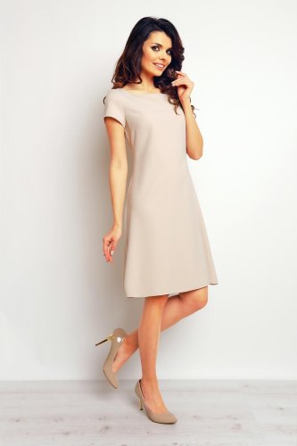 Sukienka Rozkloszowana Beżowa M86