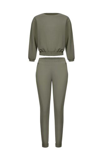 Bawełniany Komplet Dresowy Khaki D6  