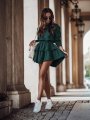 modna, sukienka, dresowa, bluza, falbany, jesień, ciemna, zieleń, ivon, online