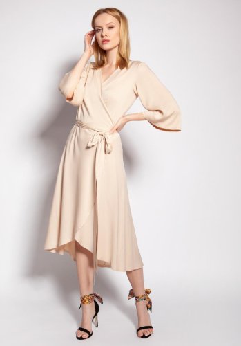 Kopertowa Sukienka Beżowa LSUK185