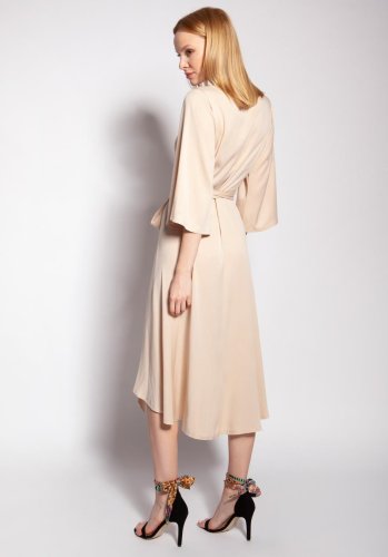 Kopertowa Sukienka Beżowa LSUK185