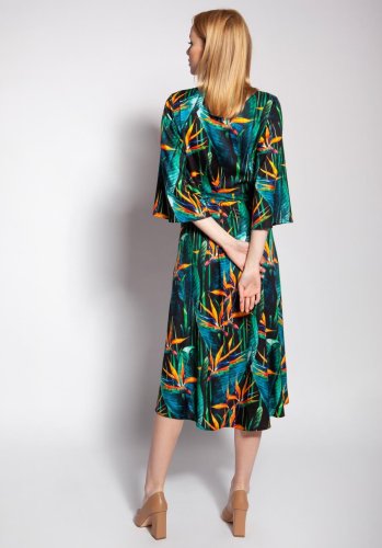 Kopertowa Sukienka w Kwiaty Bambusa LSUK186