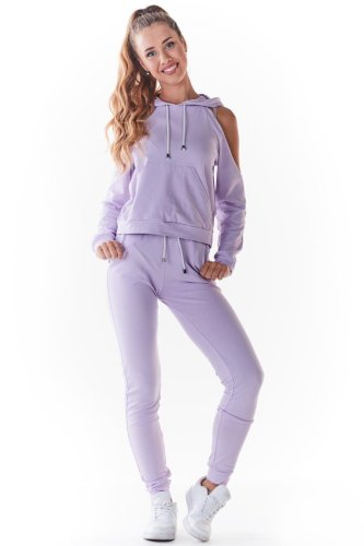 Dresowe Spodnie Fioletowe IN240  