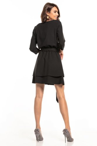 Sukienka z Podwójną Spódnicą Czarna TE320