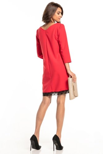 Prosta Sukienka z Koronką Malinowa TE324