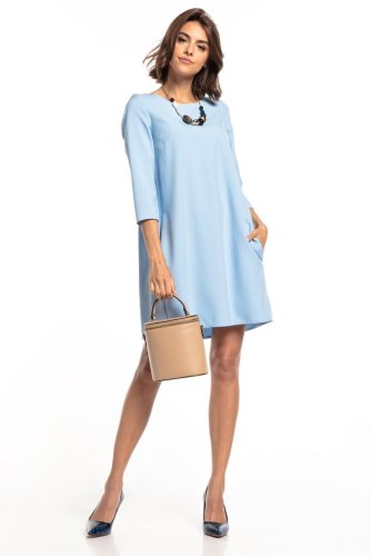 Sukienka z Marszczeniem na Plecach Jasnoniebieska TE326   