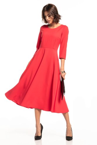 Rozkloszowana Sukienka Malinowa TE327