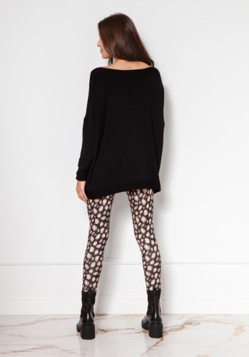 Luźny Sweter z Wiskozy Czarny LSWE133