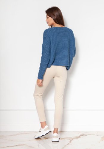 Krótki Sweter bez Zapięcia Niebieski LSWE132 