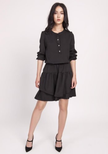 Sukienka z Falbanką Czarna LSUK175