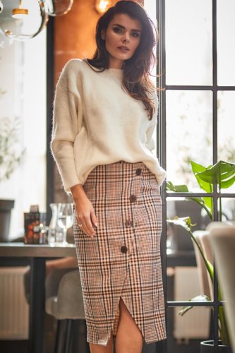 Spódnica w Kratę Brązowa AW363