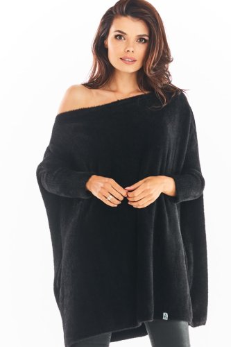 Swetrowa Mini Sukienka Czarna AW397 