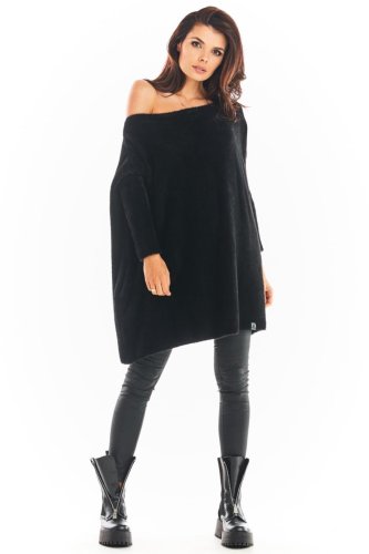 Swetrowa Mini Sukienka Czarna AW397 