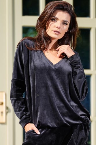 Welurowa Bluza Czarna AW376