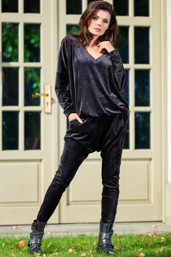 Welurowa Bluza Czarna AW376