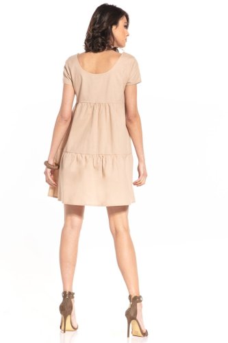 Bawełniana Mini Sukienka Cappuccino TE337   