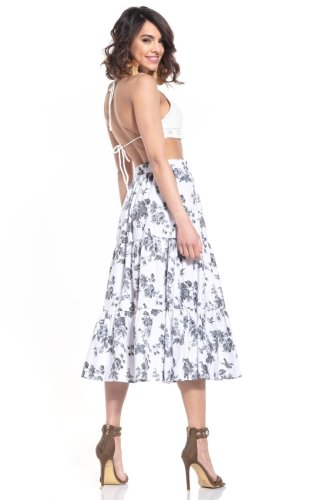 Spódnica Maxi w Szare Kwiaty TE345