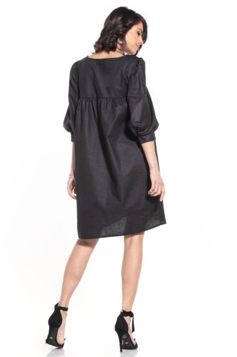 Bawełniana Sukienka Rozkloszowana Czarna TE342        