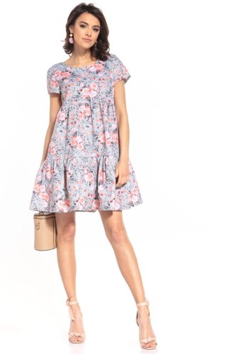 Rozkloszowana Sukienka w Róże TE343 